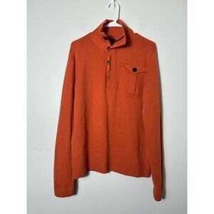 Neiman Marcus‎ Men's 1/4 Zip Wool/cashmere Pullover Sweater Sz M Orange Designer